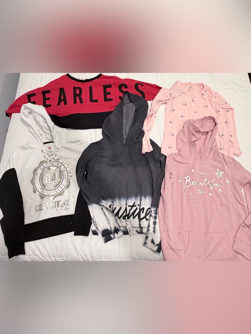 Justice Girls Hoodie & Top Bundle Size 10-12